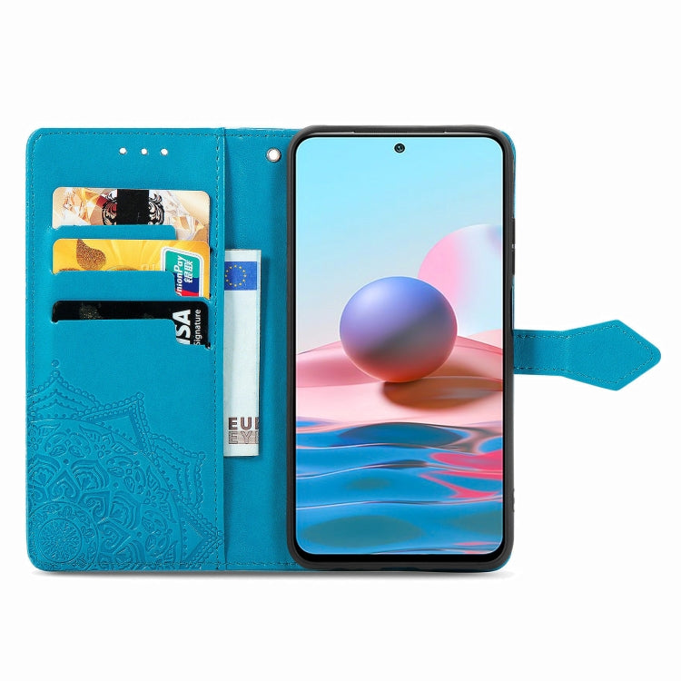 For Xiaomi Redmi Note 10 4G Mandala Flower Embossed Horizontal Flip Leather Case with Bracket / Card Slot / Wallet / Lanyard
