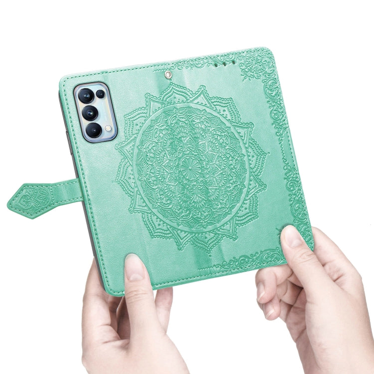 For OPPO Reno5 Pro Mandala Flower Embossed Horizontal Flip Leather Case with Bracket / Card Slot / Wallet / Lanyard