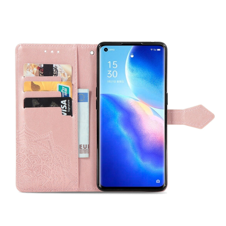 For OPPO Reno5 Pro Mandala Flower Embossed Horizontal Flip Leather Case with Bracket / Card Slot / Wallet / Lanyard