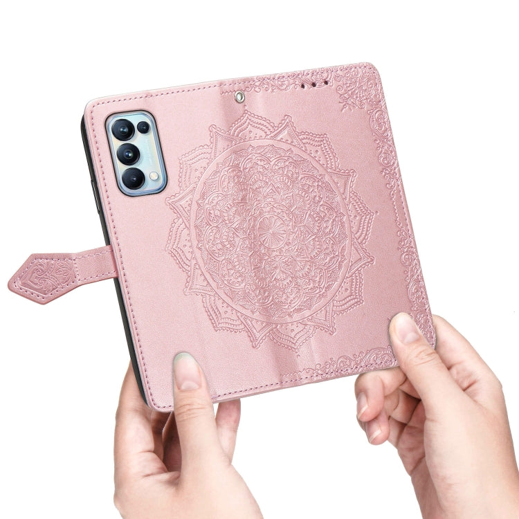 For OPPO Reno5 Pro Mandala Flower Embossed Horizontal Flip Leather Case with Bracket / Card Slot / Wallet / Lanyard