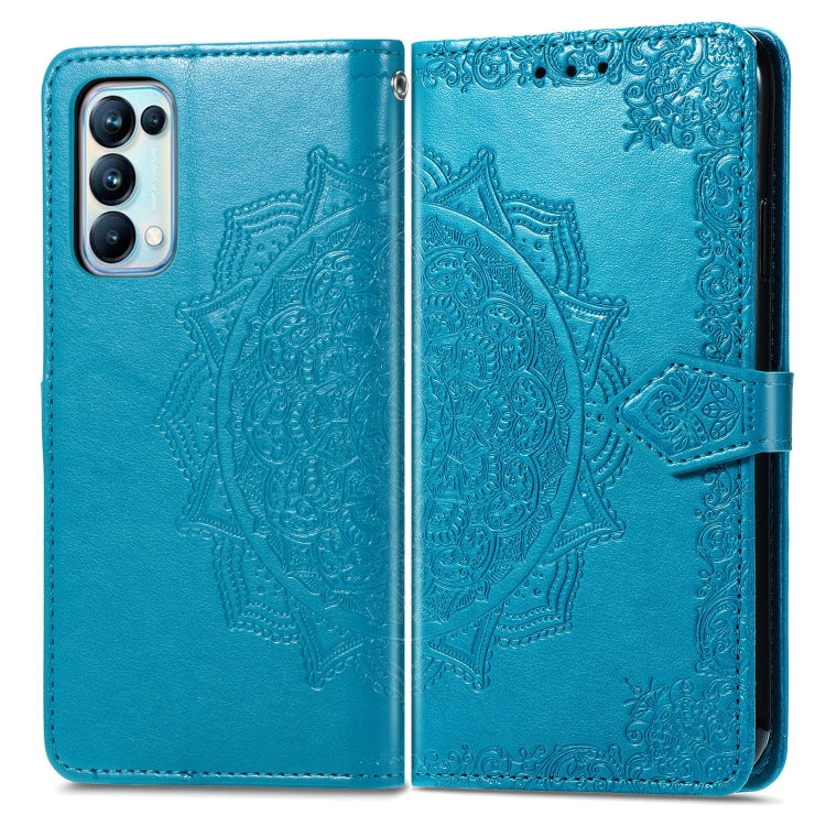 For OPPO Reno5 Pro Mandala Flower Embossed Horizontal Flip Leather Case with Bracket / Card Slot / Wallet / Lanyard
