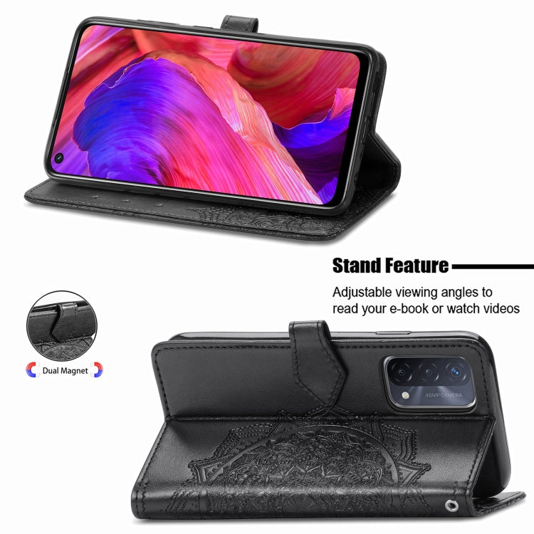For OPPO A93 5G Mandala Flower Embossed Horizontal Flip Leather Case with Bracket / Card Slot / Wallet / Lanyard