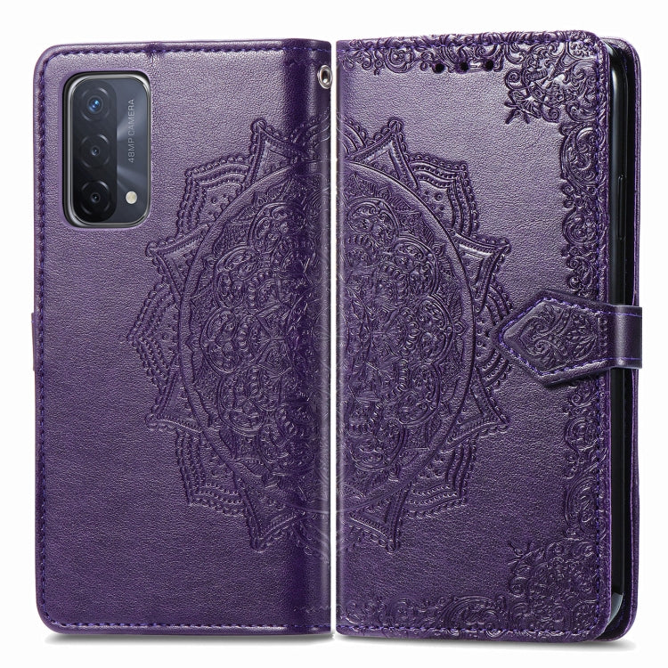 For OPPO A93 5G Mandala Flower Embossed Horizontal Flip Leather Case with Bracket / Card Slot / Wallet / Lanyard