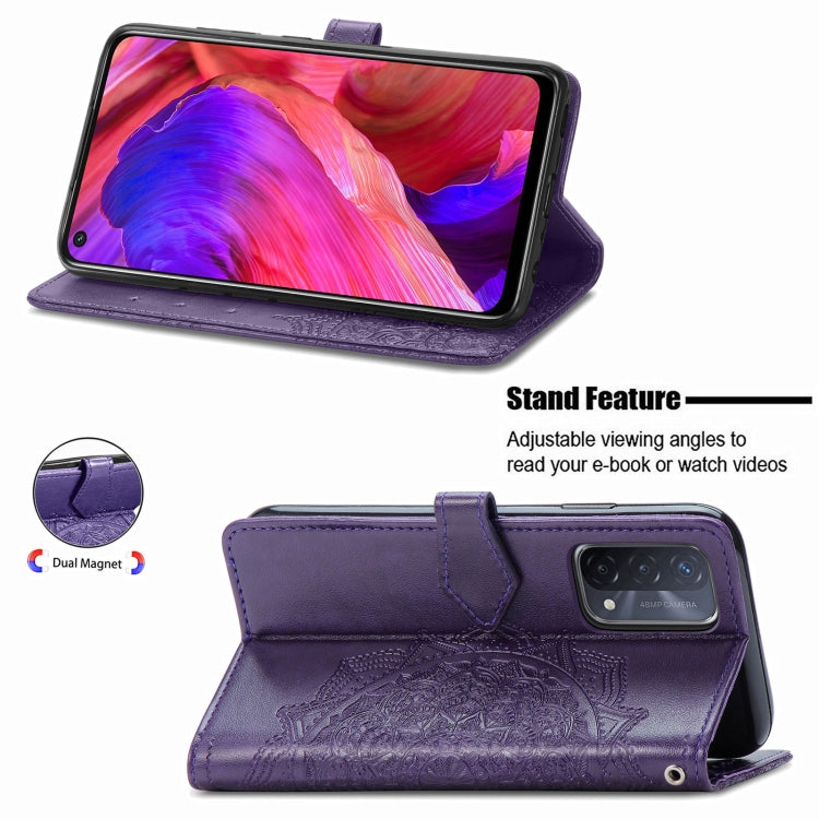 For OPPO A93 5G Mandala Flower Embossed Horizontal Flip Leather Case with Bracket / Card Slot / Wallet / Lanyard