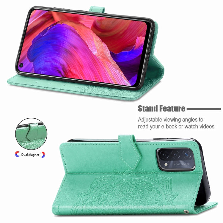 For OPPO A93 5G Mandala Flower Embossed Horizontal Flip Leather Case with Bracket / Card Slot / Wallet / Lanyard