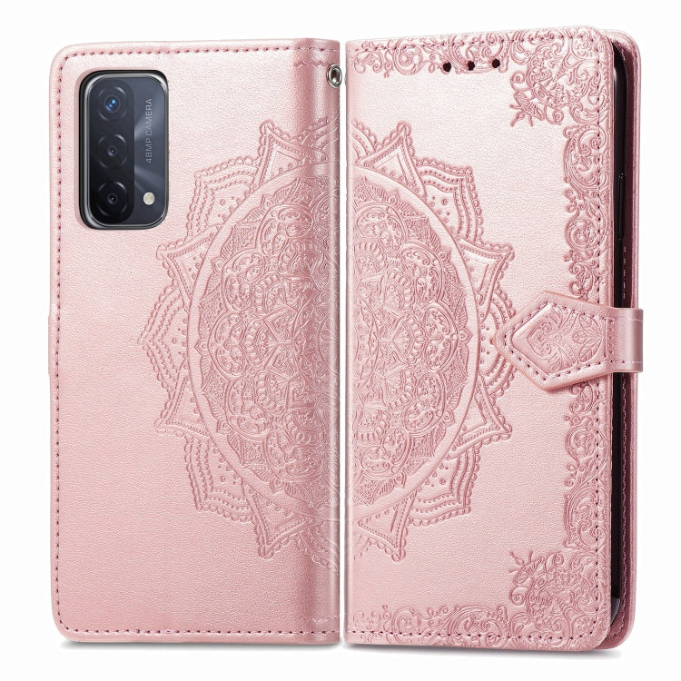 For OPPO A93 5G Mandala Flower Embossed Horizontal Flip Leather Case with Bracket / Card Slot / Wallet / Lanyard