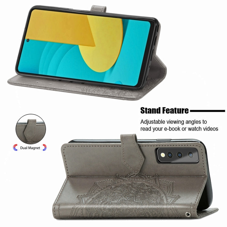 For LG Stylo 7 Mandala Flower Embossed Horizontal Flip Leather Case with Bracket / Card Slot / Wallet / Lanyard