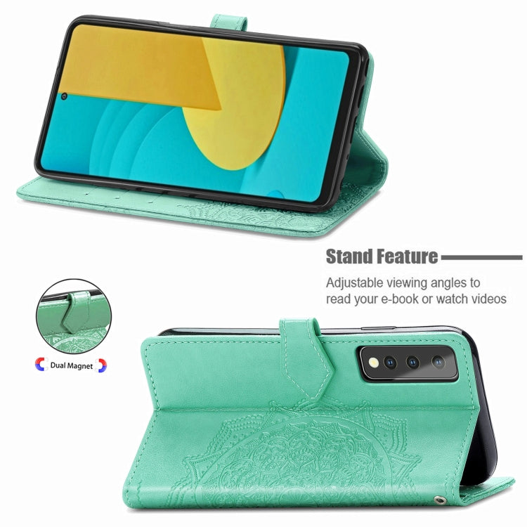 For LG Stylo 7 Mandala Flower Embossed Horizontal Flip Leather Case with Bracket / Card Slot / Wallet / Lanyard