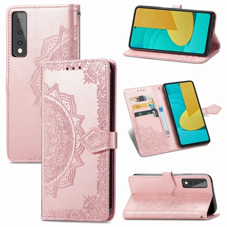 For LG Stylo 7 Mandala Flower Embossed Horizontal Flip Leather Case with Bracket / Card Slot / Wallet / Lanyard