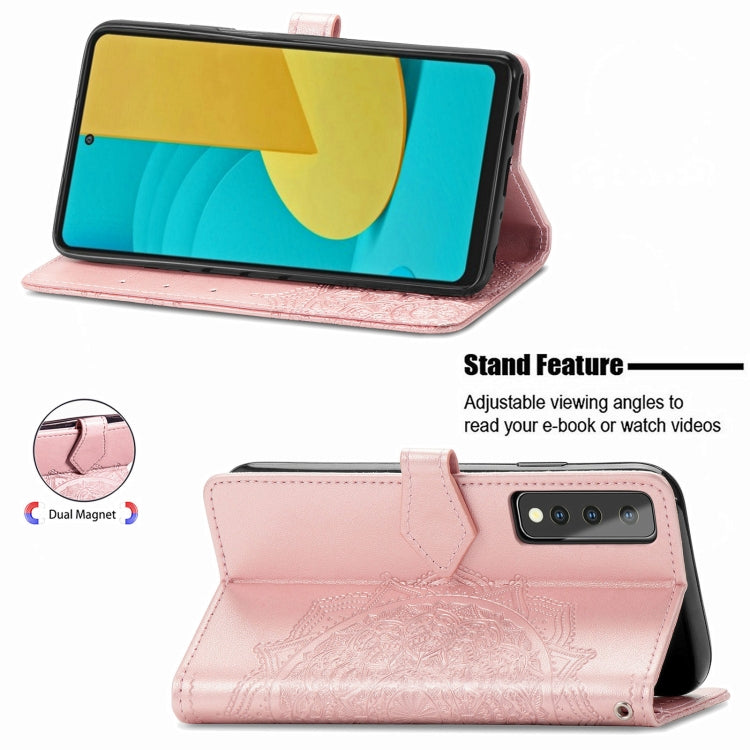 For LG Stylo 7 Mandala Flower Embossed Horizontal Flip Leather Case with Bracket / Card Slot / Wallet / Lanyard