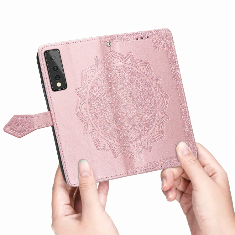 For LG Stylo 7 Mandala Flower Embossed Horizontal Flip Leather Case with Bracket / Card Slot / Wallet / Lanyard