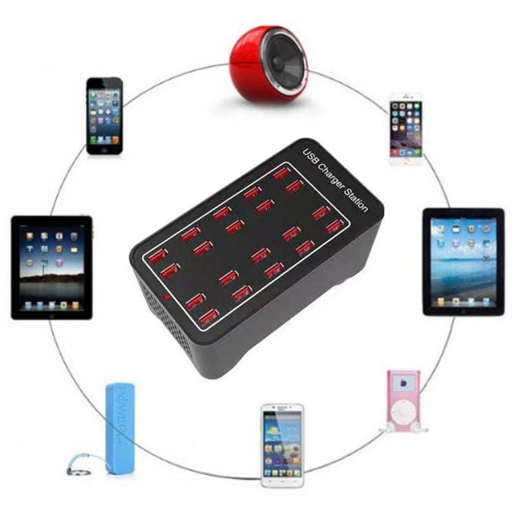 100W 20 USB Ports Fast Charger Station Smart Charger, AC 110-240V, Plug Size:EU Plug
