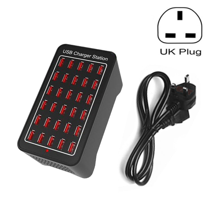 XLD-A7 150W 30 USB Ports Fast Charger Station Smart Charger, AC 110-240V, Plug Size:UK Plug