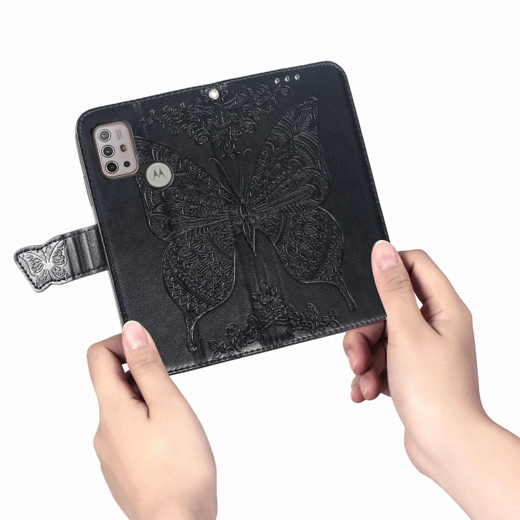 For Motorola Moto G30 / G10 Butterfly Love Flower Embossed Horizontal Flip Leather Case with Bracket & Card Slot & Wallet & Lanyard