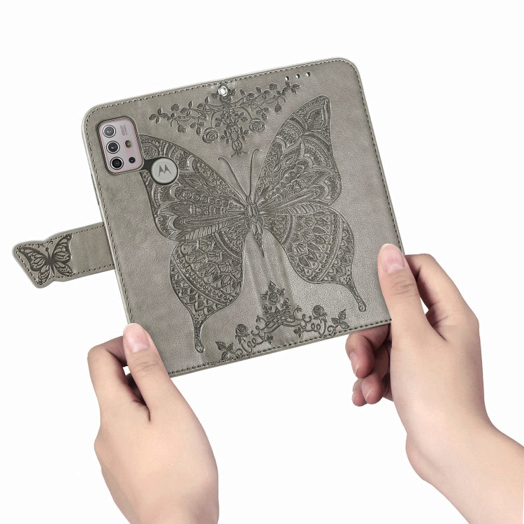 For Motorola Moto G30 / G10 Butterfly Love Flower Embossed Horizontal Flip Leather Case with Bracket & Card Slot & Wallet & Lanyard
