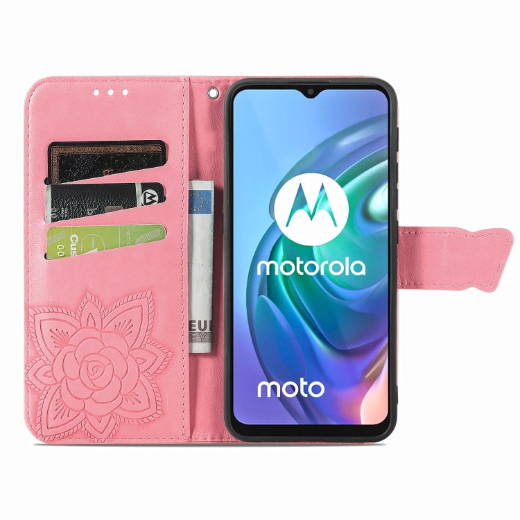 For Motorola Moto G30 / G10 Butterfly Love Flower Embossed Horizontal Flip Leather Case with Bracket & Card Slot & Wallet & Lanyard