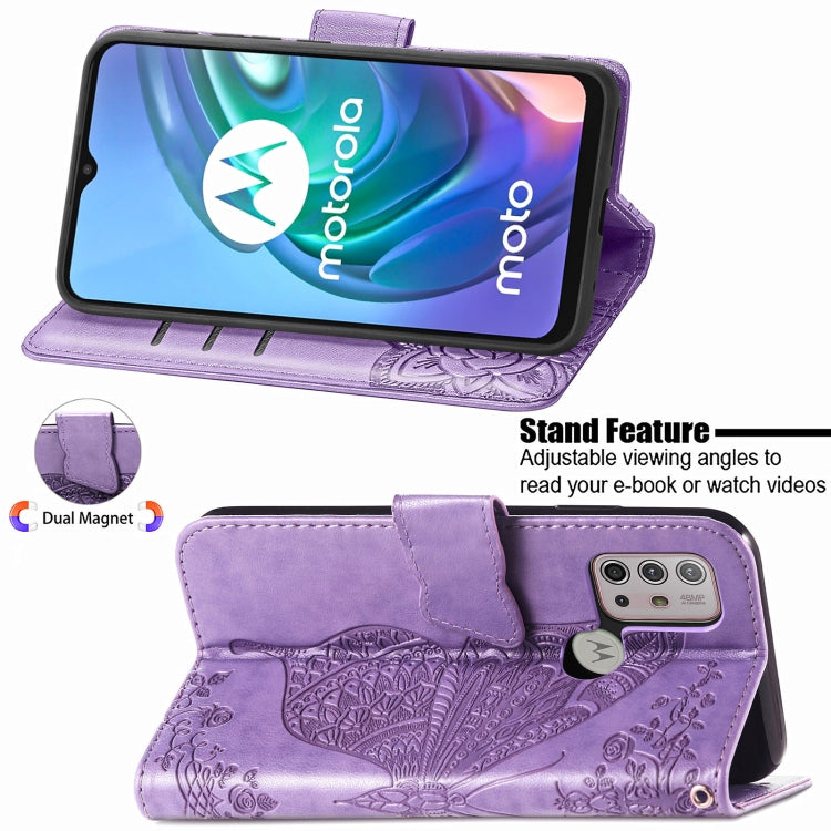 For Motorola Moto G30 / G10 Butterfly Love Flower Embossed Horizontal Flip Leather Case with Bracket & Card Slot & Wallet & Lanyard