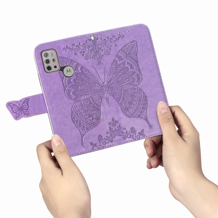 For Motorola Moto G30 / G10 Butterfly Love Flower Embossed Horizontal Flip Leather Case with Bracket & Card Slot & Wallet & Lanyard