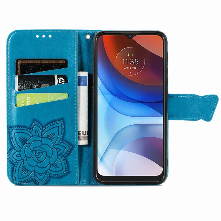 For Motorola Moto E7 Power Butterfly Love Flower Embossed Horizontal Flip Leather Case with Bracket & Card Slot & Wallet & Lanyard