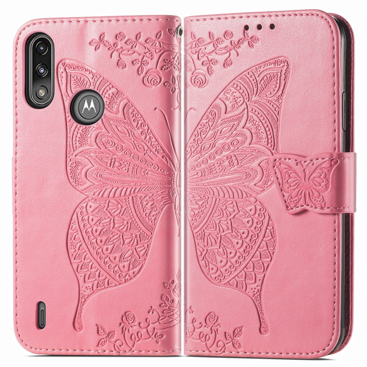 For Motorola Moto E7 Power Butterfly Love Flower Embossed Horizontal Flip Leather Case with Bracket & Card Slot & Wallet & Lanyard