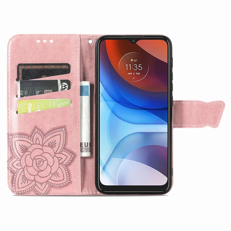 For Motorola Moto E7 Power Butterfly Love Flower Embossed Horizontal Flip Leather Case with Bracket & Card Slot & Wallet & Lanyard