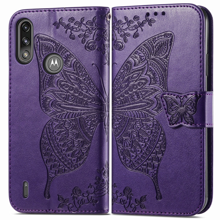 For Motorola Moto E7 Power Butterfly Love Flower Embossed Horizontal Flip Leather Case with Bracket & Card Slot & Wallet & Lanyard
