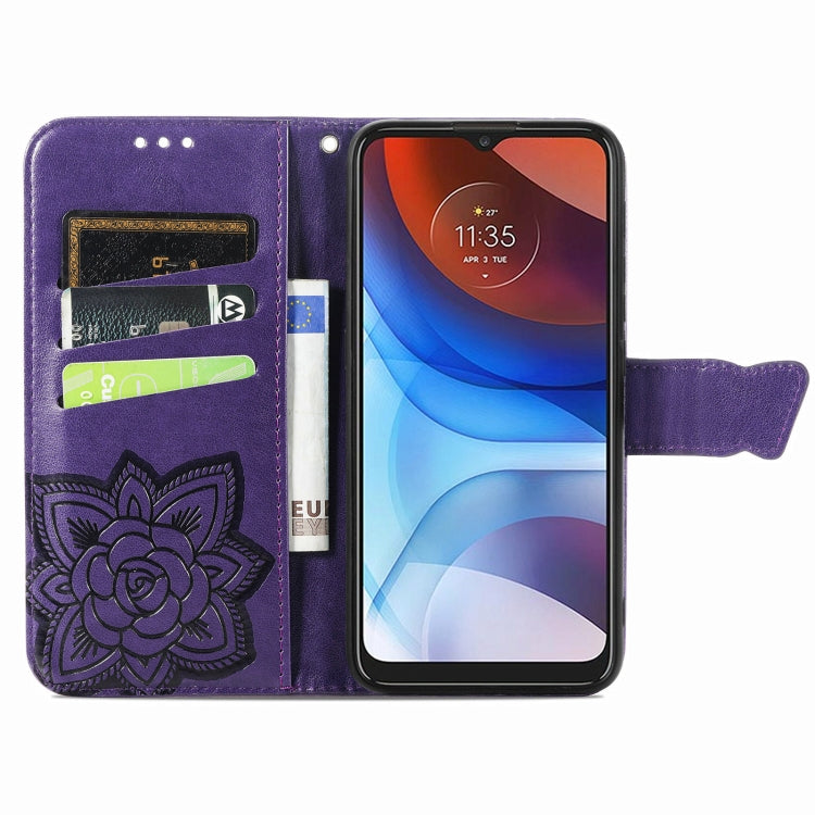 For Motorola Moto E7 Power Butterfly Love Flower Embossed Horizontal Flip Leather Case with Bracket & Card Slot & Wallet & Lanyard