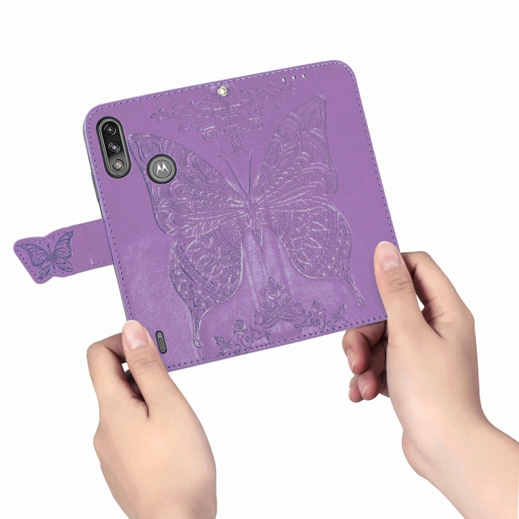 For Motorola Moto E7 Power Butterfly Love Flower Embossed Horizontal Flip Leather Case with Bracket & Card Slot & Wallet & Lanyard