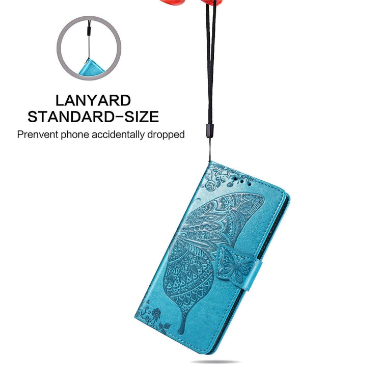 For Samsung Galaxy A02 Butterfly Love Flower Embossed Horizontal Flip Leather Case with Bracket & Card Slot & Wallet & Lanyard