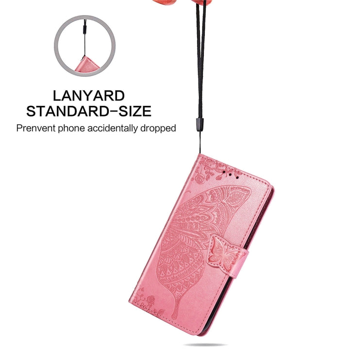 For Samsung Galaxy A02 Butterfly Love Flower Embossed Horizontal Flip Leather Case with Bracket & Card Slot & Wallet & Lanyard