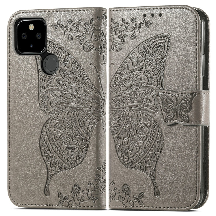 For Google Pixel 5A Butterfly Love Flower Embossed Horizontal Flip Leather Case with Bracket & Card Slot & Wallet & Lanyard