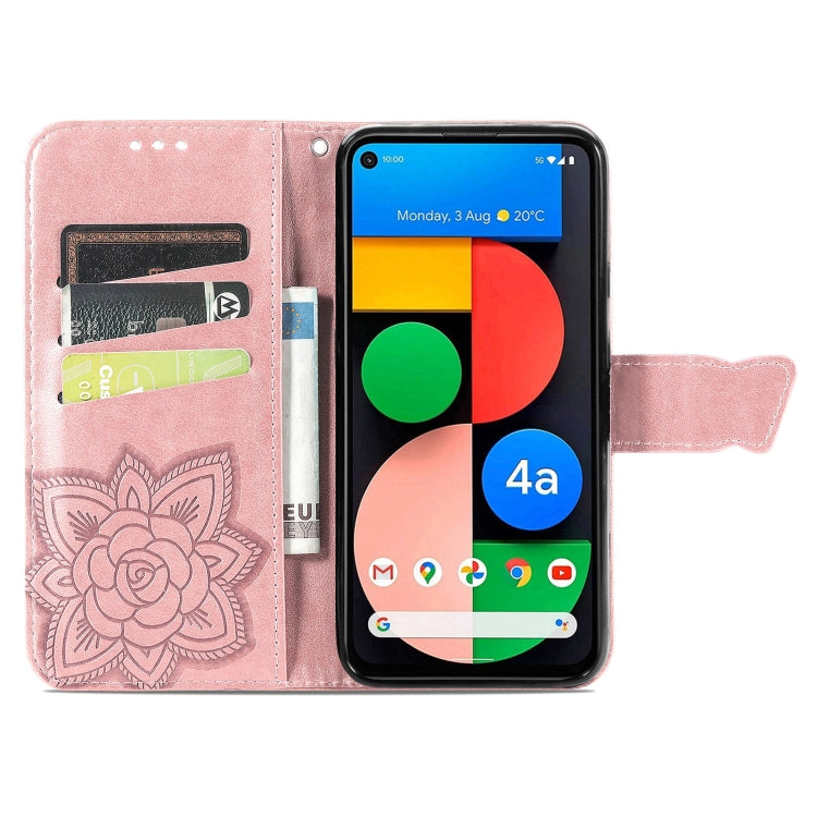 For Google Pixel 5A Butterfly Love Flower Embossed Horizontal Flip Leather Case with Bracket & Card Slot & Wallet & Lanyard