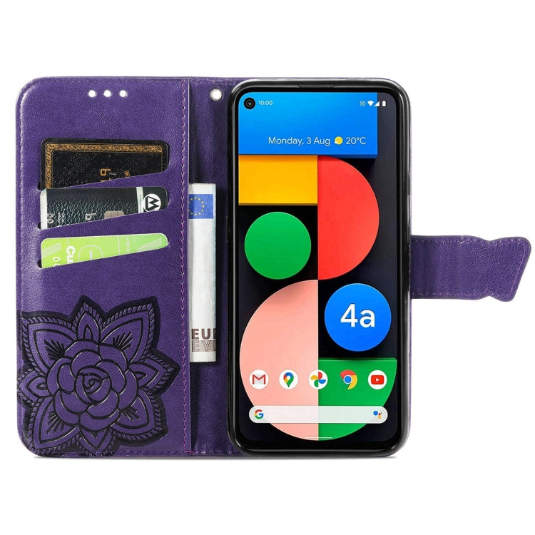 For Google Pixel 5A Butterfly Love Flower Embossed Horizontal Flip Leather Case with Bracket & Card Slot & Wallet & Lanyard