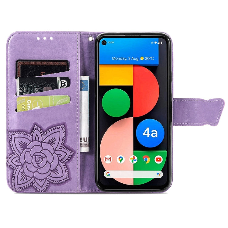 For Google Pixel 5A Butterfly Love Flower Embossed Horizontal Flip Leather Case with Bracket & Card Slot & Wallet & Lanyard