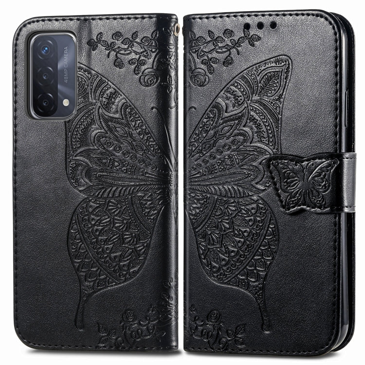 For OPPO A93 Butterfly Love Flower Embossed Horizontal Flip Leather Case with Bracket & Card Slot & Wallet & Lanyard