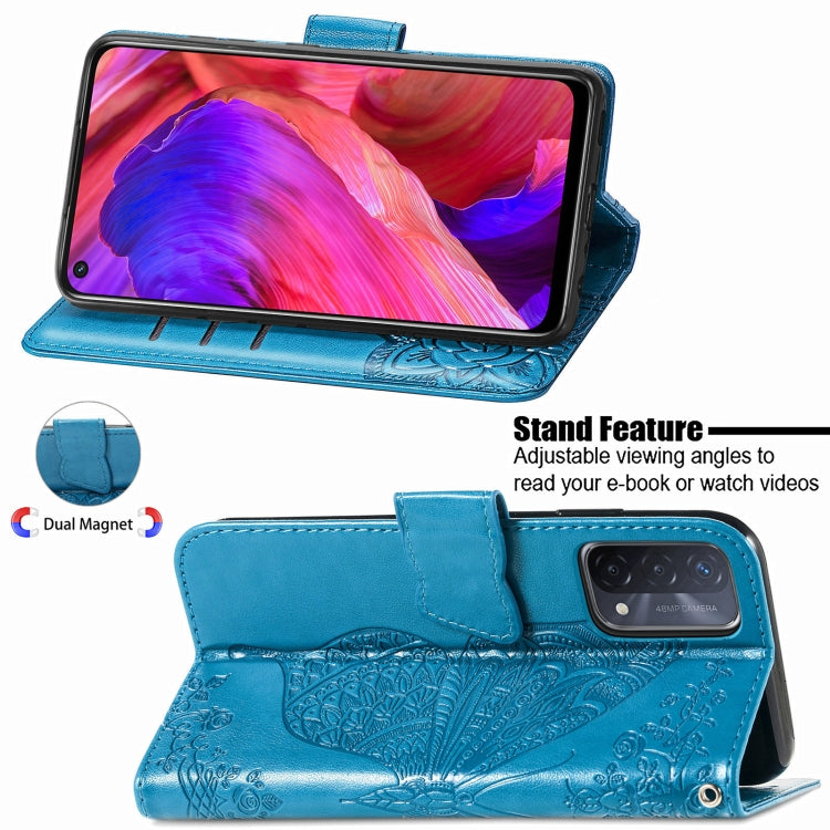 For OPPO A93 Butterfly Love Flower Embossed Horizontal Flip Leather Case with Bracket & Card Slot & Wallet & Lanyard