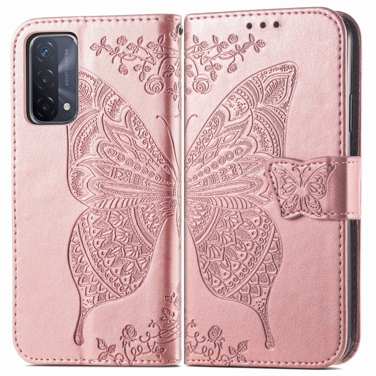 For OPPO A93 Butterfly Love Flower Embossed Horizontal Flip Leather Case with Bracket & Card Slot & Wallet & Lanyard