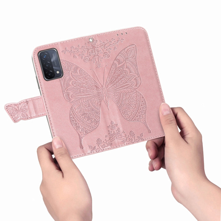 For OPPO A93 Butterfly Love Flower Embossed Horizontal Flip Leather Case with Bracket & Card Slot & Wallet & Lanyard
