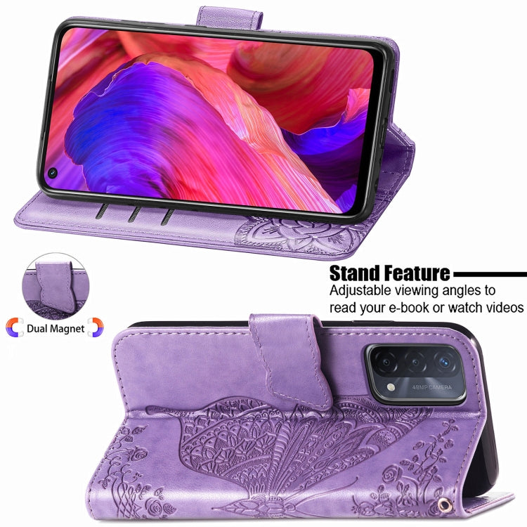 For OPPO A93 Butterfly Love Flower Embossed Horizontal Flip Leather Case with Bracket & Card Slot & Wallet & Lanyard