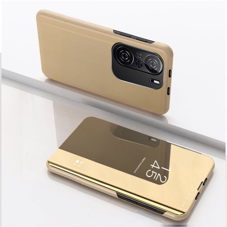 For Redmi K40/K40 Pro/K40 Pro+/Poco F3 Plated Mirror Horizontal Flip Leather Case with Holder