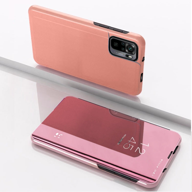 For Redmi Note 10 4G / Redmi Note 10S Plated Mirror Horizontal Flip Leather Case with Holder