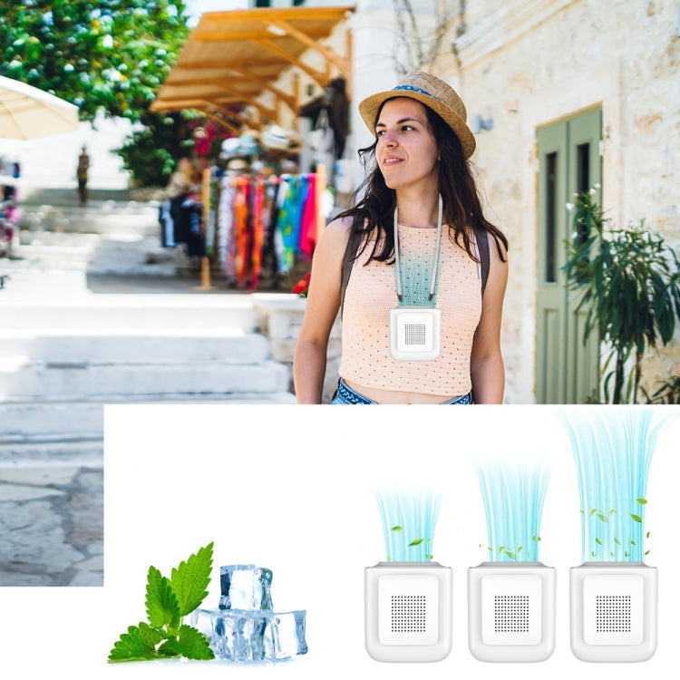 Portable Mini Hand-held NeckHanging Waist USB Rechargeable Blade Free Fan Built-in Lithium-ion Battery Can Be Used As A Rechargeable Flashlight