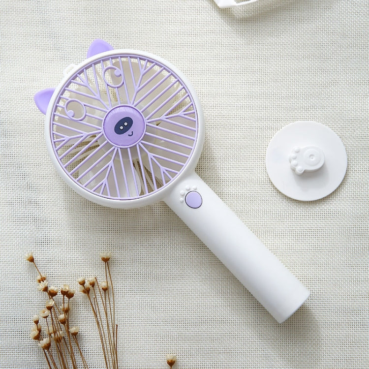 Cute Personal Mini Fan, Handheld & Portable USB Rechargeable Fan  3 Adjustable Speeds, Portable Holder, for Indoor Outdoor Activities(Purple)