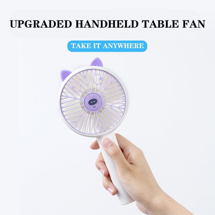 Cute Personal Mini Fan, Handheld & Portable USB Rechargeable Fan  3 Adjustable Speeds, Portable Holder, for Indoor Outdoor Activities(Purple)