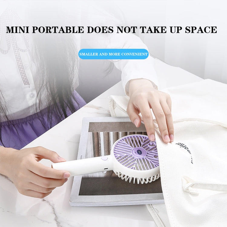 Cute Personal Mini Fan, Handheld & Portable USB Rechargeable Fan  3 Adjustable Speeds, Portable Holder, for Indoor Outdoor Activities(Purple)
