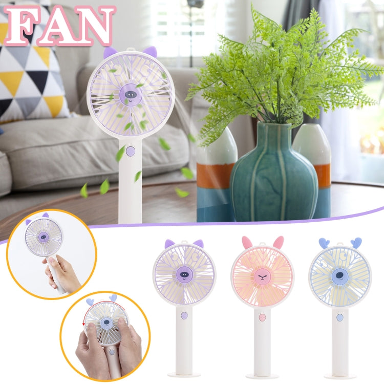 Cute Personal Mini Fan, Handheld & Portable USB Rechargeable Fan  3 Adjustable Speeds, Portable Holder, for Indoor Outdoor Activities(Purple)