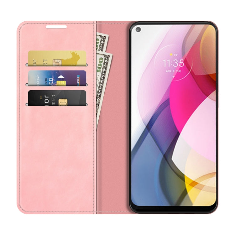 For Motorola Moto G Stylus 2021 Retro-skin Business Magnetic Suction Leather Case with Holder & Card Slots & Wallet