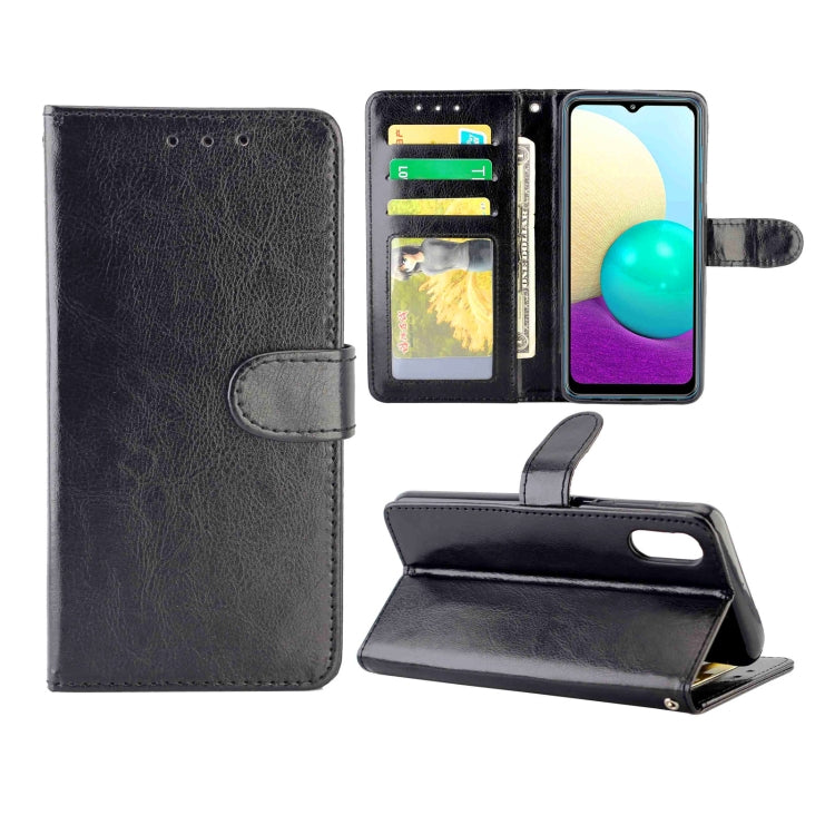 For Samsung Galaxy A02/M02 Crazy Horse Texture Leather Horizontal Flip Protective Case with Holder & Card Slots & Wallet & Photo Frame