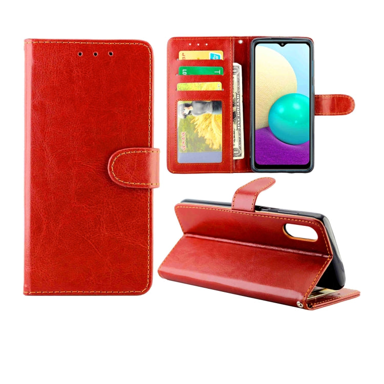 For Samsung Galaxy A02/M02 Crazy Horse Texture Leather Horizontal Flip Protective Case with Holder & Card Slots & Wallet & Photo Frame