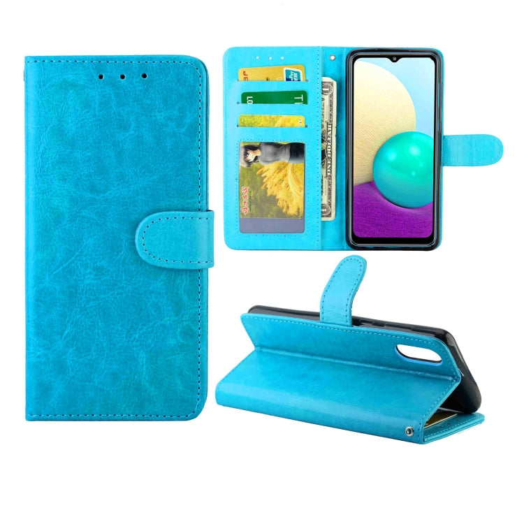 For Samsung Galaxy A02/M02 Crazy Horse Texture Leather Horizontal Flip Protective Case with Holder & Card Slots & Wallet & Photo Frame